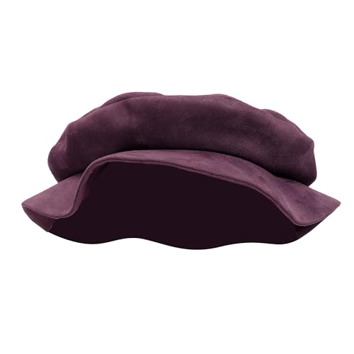 FURPHI Medieval Tudor Flat Cap Faux Suede Beret Hat Renaissance Festival Costume Accessories for Men Women - color: Purple