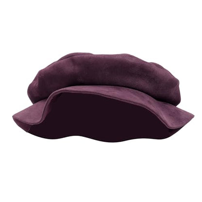 FURPHI Medieval Tudor Flat Cap Faux Suede Beret Hat Renaissance Festival Costume Accessories for Men Women - color: Purple
