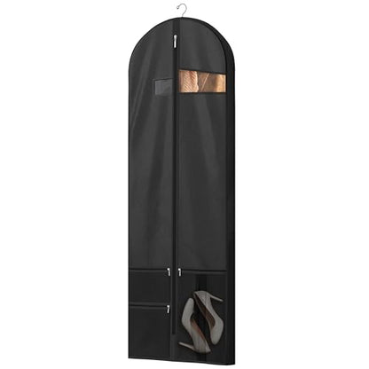 Lazebox 65" Travel Garment Bag with Accessories Zipper Pocket, Heavy Duty Suit Bag for Suits, Tuxedos, Dresses, Coats, Black, 2 packs - size: 65inch-2 packs-Black