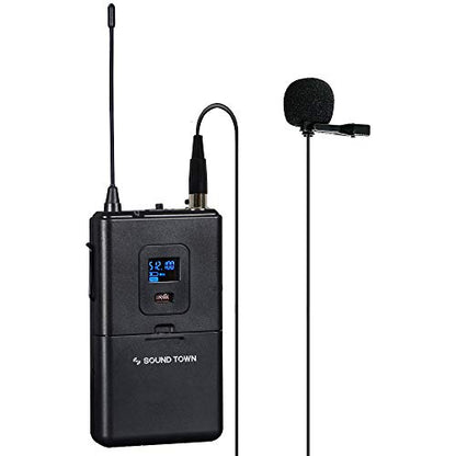 Sound Town 200 Channels UHF Wireless Microphone System with Metal Rack Mountable Receiver, 4 Lavalier Mics, 4 Bodypack Transmitters and Auto Scan, for Church, School, Meeting (NESO-SU4LL) - color: Solid Black