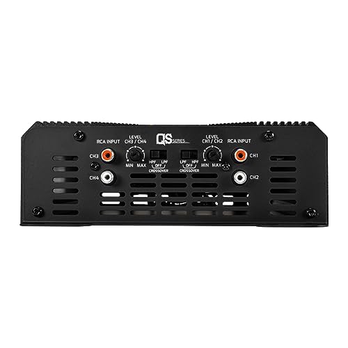 PRV Audio QS800.4 2 Ohm Compact 4 Channel Car Audio Amplifier 4 x 220 Watts RMS at 2 Ohm - 800 Watt Amp 12 Volts Amp Class D Bridgeable 800x4 High Power Stereo