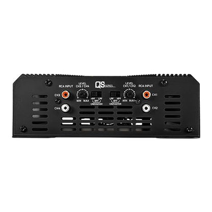 PRV Audio QS800.4 2 Ohm Compact 4 Channel Car Audio Amplifier 4 x 220 Watts RMS at 2 Ohm - 800 Watt Amp 12 Volts Amp Class D Bridgeable 800x4 High Power Stereo