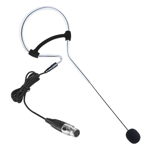 Black Single Earset Headset Microphone Compatible with AKG | Headworn Over Ear Hanging Condenser Mic for Wireless Bodypack Transmitter System with Mini XLR 3 Pin TA3F Plug - style: Mini XLR 3 Pin TA3F Plug Compatible with AKG Only