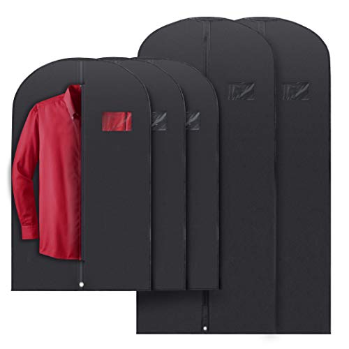 PLX Black Garment Bags for Hanging Clothes Suit Travel Clothing Storage | Closet Organizer for Dresses and Coats Protection, Long Cover with Zipper for Men and Womens Shirts, Fur Coat, Dance Costumes - size: 5 pack black: (2) 54” x 24” & (3) 40” x 24"