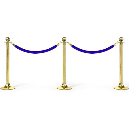 PATIKIL 5 Feet Blue Velvet Stanchion Rope, Crowd Control Barrier Rope with Snap Hooks for Posts Stand Queue Divider of Hotel Theater, Golden - color: Blue, size: 5 Feet