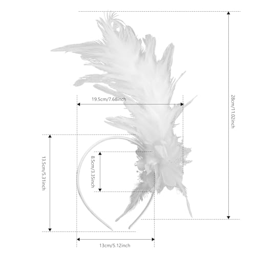 Loieryk Feathers Fascinator Headband 1920s Queen Headpiece Fascinators Hats for Women Tea Party Flower Headpiece - color: White