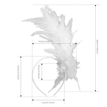 Loieryk Feathers Fascinator Headband 1920s Queen Headpiece Fascinators Hats for Women Tea Party Flower Headpiece - color: White