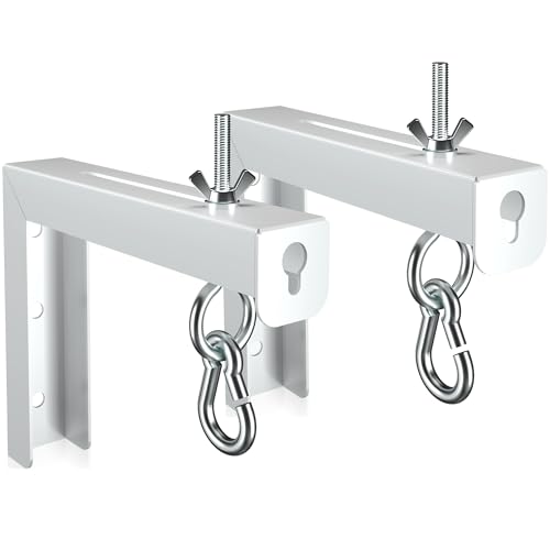 XINLEI Universal Projector Screen Wall Mount L-Brackets Hanging Ceiling Mount, 6 inch Adjustable Extension with Hook for Home Projector and Movie Screens, Hold up to 66 lbs, White PRL003W - color: White