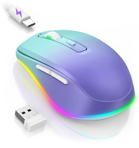 PEIOUS Wireless Mouse Jiggler, LED Mouse with Built-in Mouse Mover, Purple - color: Gradient Purple