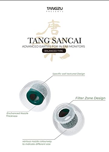 Linsoul TANGZU Tang Sancai in Ear Monitor Ear Plugs, 3 Pairs, Matte Texture Straight Tooth Grooves Eartips for IEMs, in-Ear Earphone, Audiophile Musician(S)