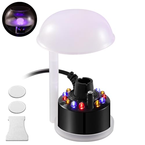 WINTS Mist Maker,12 LED Mister Fogger Water Fountain Pond Fog Machine Atomizer Air Humidifier, Fountain Mister Fogger with Splashing Guard Perfect for Fountain Pond Halloween (Black)