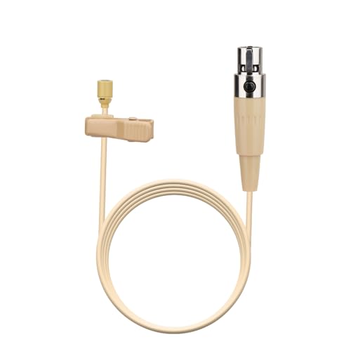 YXG Lavalier Microphone Lapel Microphone, Omnidirectional Condenser mic Compatible with Shure Wireless Bodypack Transmitter, Beige-with 1.45m Cable Mini XLR 4 Pin TA4F Plug