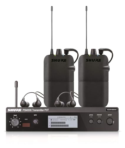 Shure PSM300 P3TR112TW Wireless in-Ear Personal Monitoring System with SE112 Earphones, Twinpack - G20 Band - size: Twinpack, style: G20 Band (488-512 MHz)