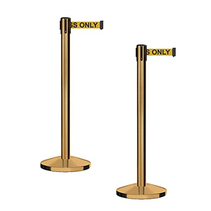 CCW Series RBB-100 Retractable Belt Barrier Stanchions, Set of 2, 7.5 Ft - color: Yellow with "AUTHORIZED ACCESS ONLY" Black Letters, size: 7.5 Foot