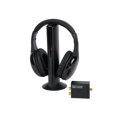 Wireless Headphones for TV Watching, FM Radio & Monitor, Wired Headset with Digital Decorder, Over-Ear Headset for Adult and Senior, Compatible Computer TV