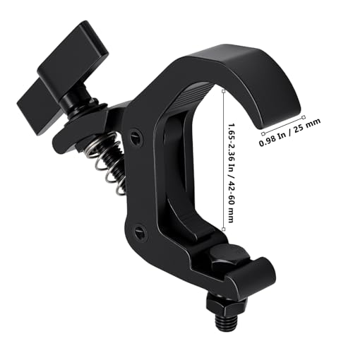 6 PCS Truss Clamp Stage Light Clamps, Professional 1.57-2.36 Inch Black Aluminum Alloy Truss Clamp for Moving Head Stage lighting Fixtures, Fit for 40-60mm OD Tube/Pipe,132lb Load Capacity