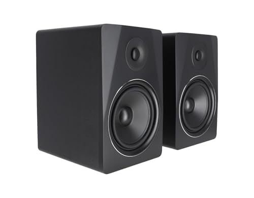 Rockville APM8B Powered USB Studio Monitor Speaker Pair in Black, 8", 2-Way, 500W, EQ, MDF Wood, RCA/XLR, Perfect for Studios, Recording, Music | 400W Peak / 200W RMS, Class D Amp, RCA In/Out, Crossover/Phase/Volume Control, Front Port, MDF Enclosure, Aut