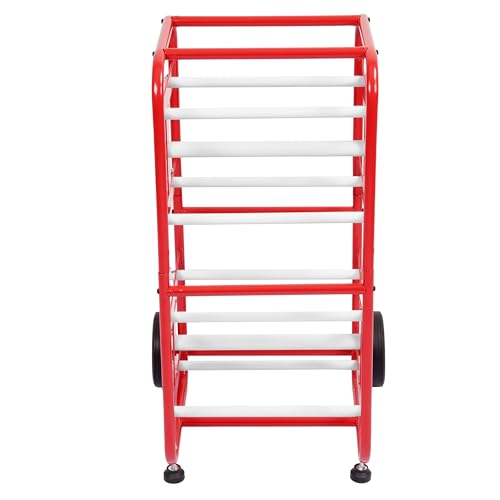 15X17X31" Wire Spool Holder Cart, Portable Wire Rack Dispenser with | Wheel, Display & Storage for Electrical Industrial & Retail Use - 10 Rods Red Powder Coated - color: Red