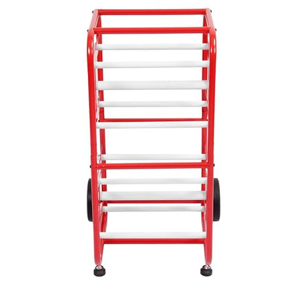 15X17X31" Wire Spool Holder Cart, Portable Wire Rack Dispenser with | Wheel, Display & Storage for Electrical Industrial & Retail Use - 10 Rods Red Powder Coated - color: Red