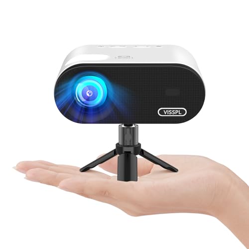 Mini Projector with WiFi and Bluetooth, VISSPL FHD 1080P Projector, Portable Outdoor Projector with Tripod, Home Theater Movie Phone Projector Compatible with Android/iOS/Windows/TV Stick/HDMI/USB - color: Black