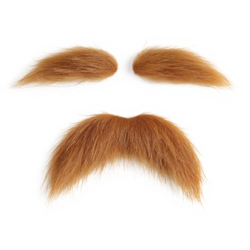 Honcloud DIY Self Adhesive Novelty Fake Mustache Facial Hair - color: Ginger(eyebrows and Mustache)