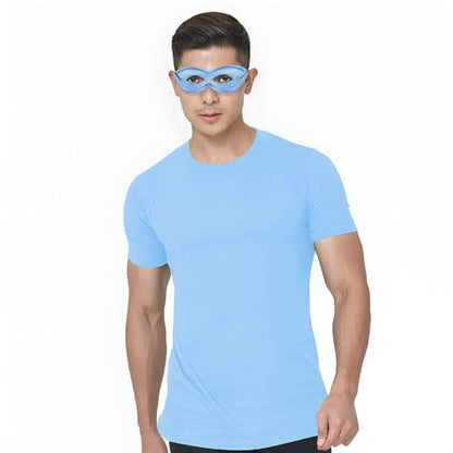 Light Blue Super Hero Fabric Eye Mask - 2.87" x 8.25" - Durable, Comfortable & Perfect Fit - Ideal for Parties, Cosplay & More - color: Light Blue