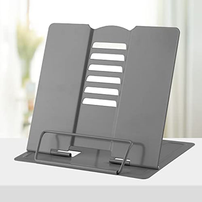 Honagu Metal Desk Book Holder, Hands Free Adjustable Cookbook & Document Holder, Portable Bookstand for Music Books, Textbooks, Recipes, Tablets & iPads (Grey) - color: Grey