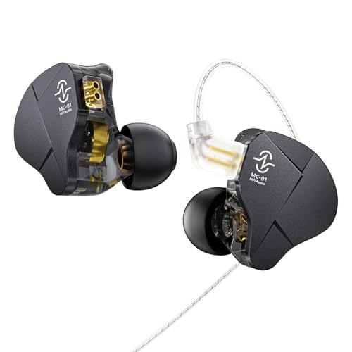 Kinboofi in Ear Monitor, CCZ MC01 10MM Dual-Magnet Large DD Gaming Earbuds, Wired Earbuds,in Ear Monitor Headphones with 5N OFC Detachable Cable No Mic for Musicians Audiophile (Black, No MIC)