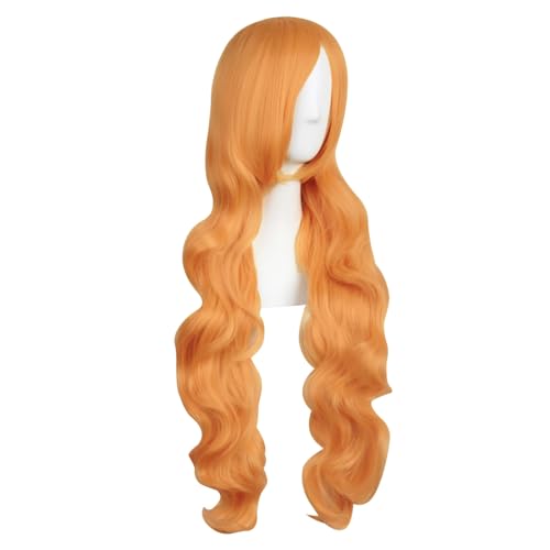 MapofBeauty 32 Inch Long Hair Spiral Curly Cosplay Costume Wig, Orange - color: Orange