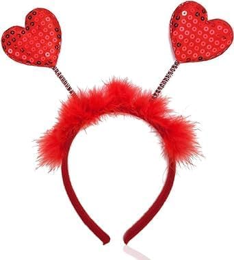 1Pc Red Heart Headband,Red Sequin Love-shaped Head Valentine's Day Halloween Cosplay Costume Accessories For Women,Headband Hair Accessories Dress Accessories for Valentine Party Props Hats and Caps