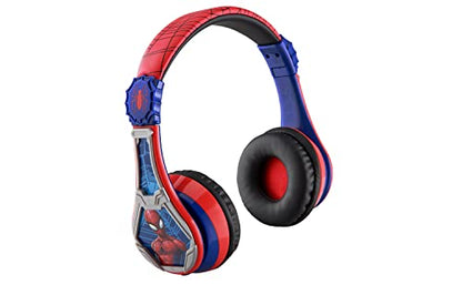 eKids Spiderman Wireless Bluetooth Portable Headphones with Microphone, Volume Reduced to Protect Hearing Rechargeable Battery, Adjustable Kids Headband for School Home or Travel | Volume Reduced and Built-in Microphone - color: Spiderman