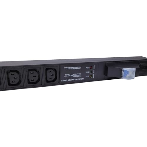 30A Rack PDU, L6-30P Power Distribution Unit with 10 C13 Outlets, 7200W 0U Vertical Rack Mount Power Strip with 6ft Cord, Circuit Breaker, Surge Protection and Aluminum Alloy Housing - color: Breaker Protected