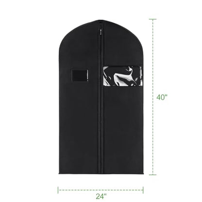 KEEGH 40 inch Suit Cover Bags for Men, Black Garment Bags (Set of 20) | Clear Window, Label Pocket, Garment Bags for Hanging Clothes, Suit Bags for Closet Storage, Clothes Cover for Travel - size: 40"-20pcs
