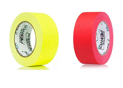 Line Marking Tape Bundle - Premium Grade Gaffers Tape, Made in America. Fluorescent Yellow and Red Rolls to Mark Your Floors with Bright Colors. Removes Easily Without Leaving Residue.