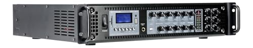 Rockville RCS2-320-6 320W 6-Zone Stereo/Mono Commercial 70V Amplifier, Bluetooth, USB/SD, Optical Input, Perfect for Restaurants, Schools, Offices, and Multi-Room Audio | 100V/70V/8 Ohm/4 Ohm, Rack Mount, USB/SD, 3 Mic Inputs, Optical Input, Chime, Zone V