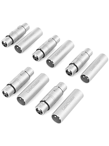 CableCreation [5-Pair XLR Female to Female & XLR Male to Male 3PIN Adapter Connector Compatible Microphone,Mixer,Silver - size: M to M & F to F