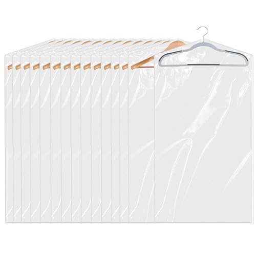 20 Pack (18x 28In) Plastic Clear Clothes Covers,For children's clothes，Dry Cleaners Bags Hanging Clothing Covers Clear Garment Bags Hanging Dust-proof Clothing Protector Covers. - size: 18*28