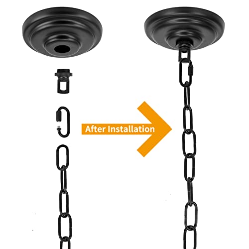 Heavy Duty Light Fixture Canopy Kit 5.3 Inches Diameter & 5.9 Feet Chain Ceiling Mounting Hardware for Pendant Light, Chandelier or Swag Light Fixtures, Matte Black - color: Black