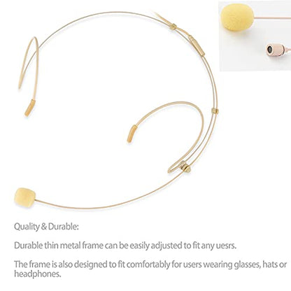 Microphone Headset Discreet Headworn Earset Over Ear Mic for Portable Voice Amplifier, Ideal for Lectures – Beige