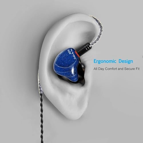 DEMAKE in Ear Monitor with Detachable 3.5mm Cable, with Mic - color: Blue, size: With Mic