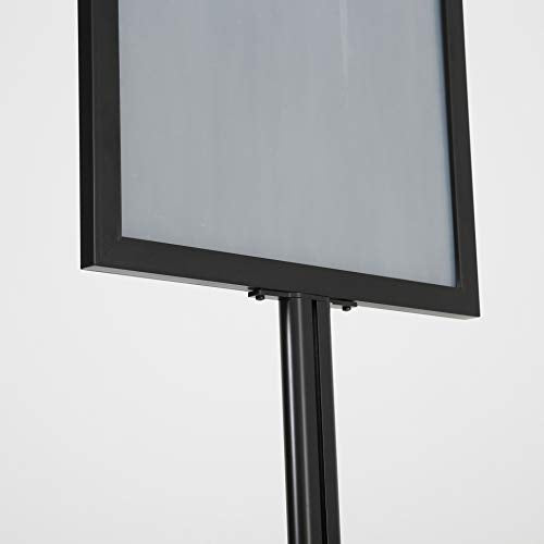M&T Displays Sign Holder Stand, Black 18x24 Inch Poster Frame Double Sided Slide-In Aluminum Easy Loading Floor Standing Pedestal Advertisement Post Commercial Menu Holder Round Heavyweight Base - color: Black