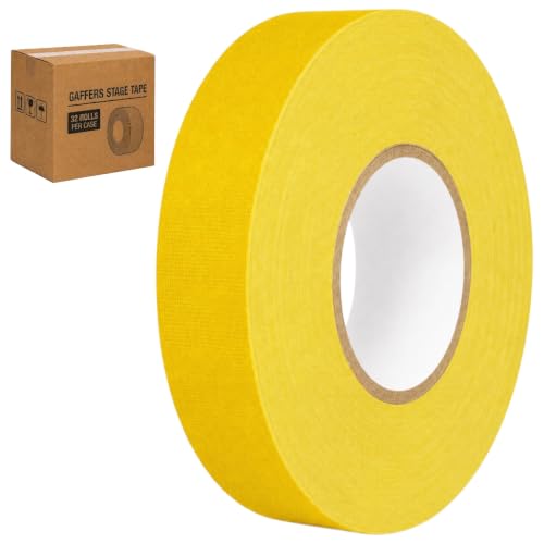 GGR Supplies CGT-80 Gaffers Stage Tape, Yellow, 1.5 in x 60 yd, 32-Pack | 12 Mil Low-Gloss Cloth, Clean Removal from Most Surfaces, Water and Abrasion Resistant, Cable Management, Film, Photography - color: Yellow, size: 1.5 in. (Pack of 32)