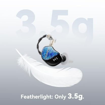 Tipsy M1 IEM, Bamboo Fiber Diaphragm in-Ear Monitor, Warm, Lively Bass & Vocals, 36dB Noise Isolation, Resin Shell, Detachable 0.78mm 2‑Pin Cable (No Mic, Blue) - color: Blue