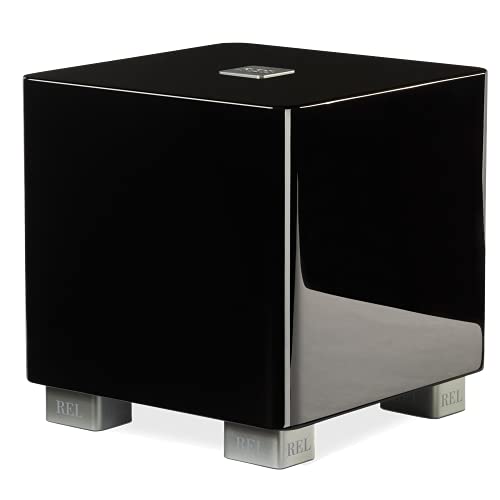 REL T/5x 8-Inch Powered Subwoofer – Compact Sealed Design with Class AB Amplifier, RCA Inputs, and Powerful Bass for HiFi Stereo Systems, Home Theater, and Surround Sound – High Gloss Black Finish - color: High Gloss Black