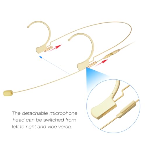 KIMAFUN Headset/Headworn Microphone Professional Earset Over Ear Hanging Condenser Mic Compatible with Shure Wireless System Bodypack Transmitter, Ideal for Performance, Theater, Lecture - Beige D4 - size: D4 for Shure Wireless System