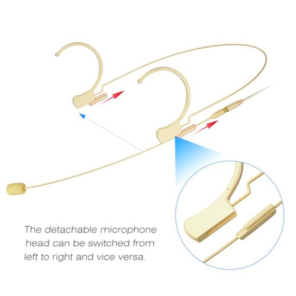 KIMAFUN Headset/Headworn Microphone Professional Earset Over Ear Hanging Condenser Mic Compatible with Audio Technica Wireless System Bodypack Transmitter, For Performance, Theater, Lecture - Beige T4 - size: T4 for Audio Technica Wireless System