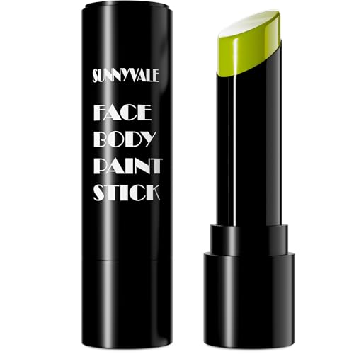 SUNNYVALE Halloween Monster Green Face Body Paint Stick, Ogre Green Eye Black Sticks for Sports, Hypoallergenic Foundation Wicked Witch Hulk Painting Makeup for Cosplay Costume - color: Monster Green