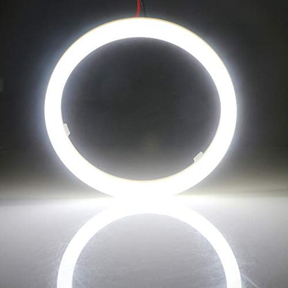 YM E-Bright 70mm White LED Angel Eyes Halo Rings, 1 Pair | Soft cotton-style halo rings with housings create even accent lighting for compatible 12V vehicle headlamps. - size: 70MM