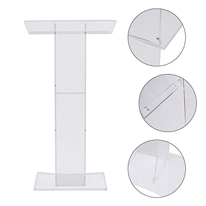 Acrylic Podium 23.62 x 15.74 Inch Transparent Podium Stand Clear Church Lectern Portable Detachable School Lectern for Speeches, Opening Ceremonies Reception Event (23.62 x 15.74 Arcuate, inches)