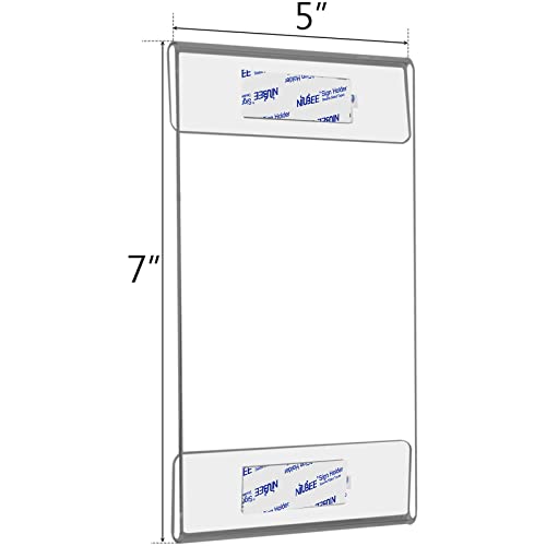 NIUBEE 5x7 Acrylic Sign Holder Wall Mount Clear Frame 6 Pack | With Adhesive Tapes, Vertical Display 5 x 7 Flyer Picture Postcard, For Office Flat Store Wall Door Window - size: 5x7"
